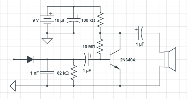 One transistor amp schematic